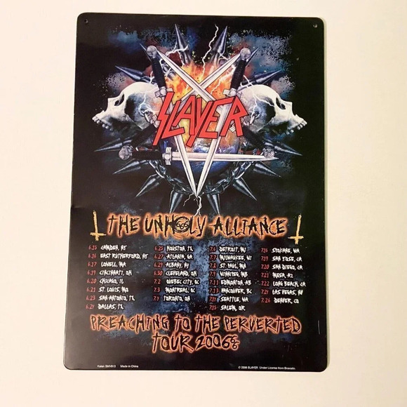 2006 Slayer  The Unholy Alliance Tin Sign Preaching To The Perverted Tour - Picture 14 of 16